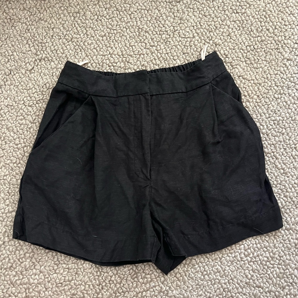 Wilfred black linen mini shorts